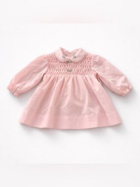 Vintage Pink Baby Dress with Floral Embroidery